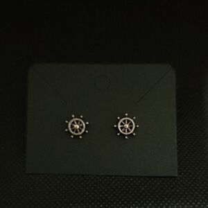 5/$25 Silver Nautical Wheel Stud Earrings